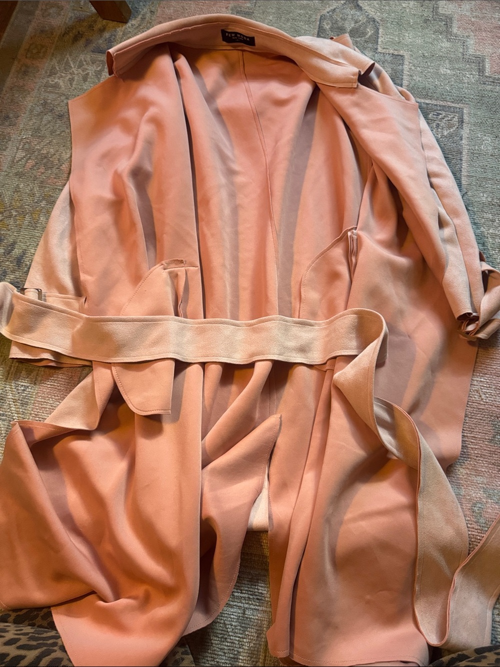 Zara Dusty Rose Satin Robe with Tie Belt
